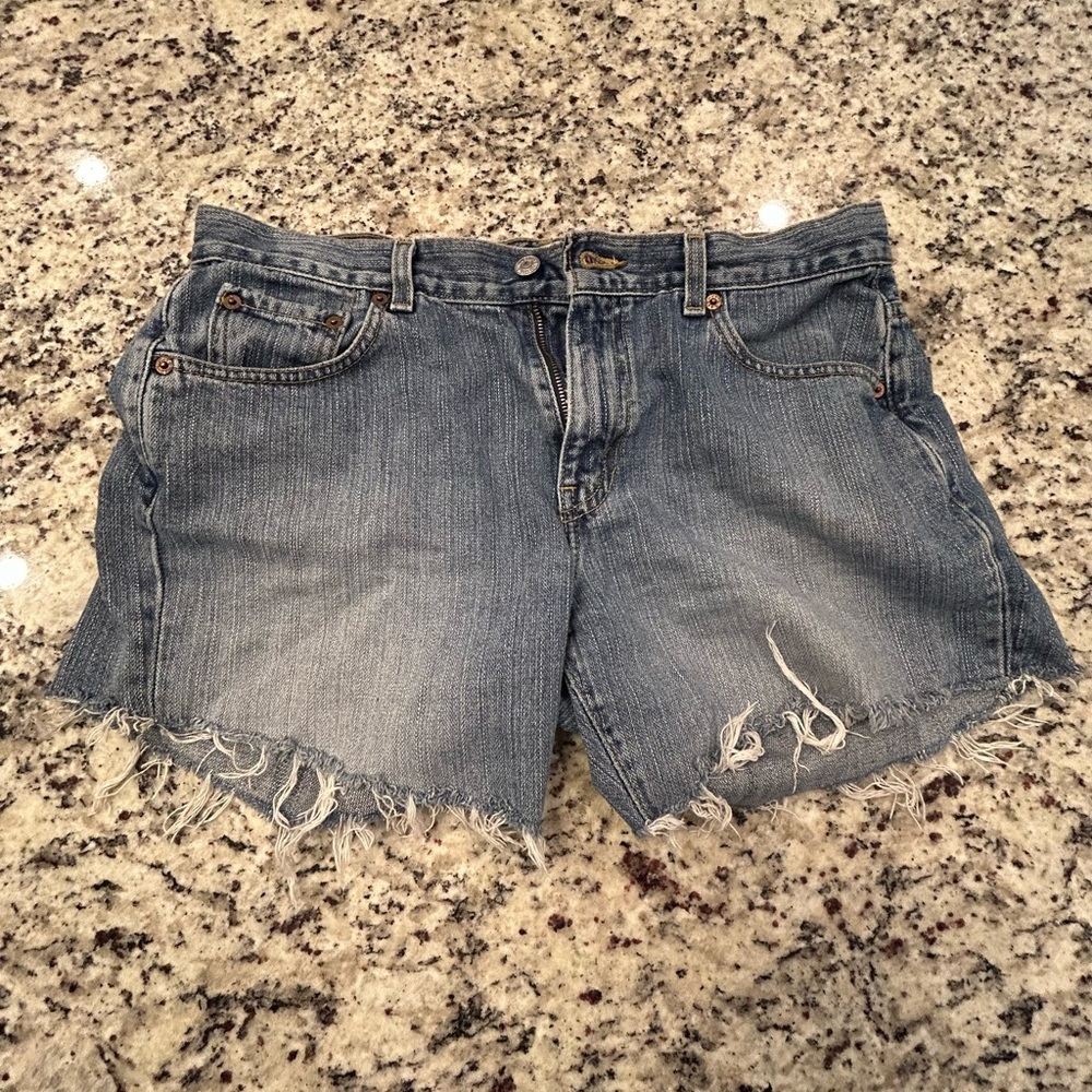 Levi's 505 Blue Distressed Cut Jean Shorts